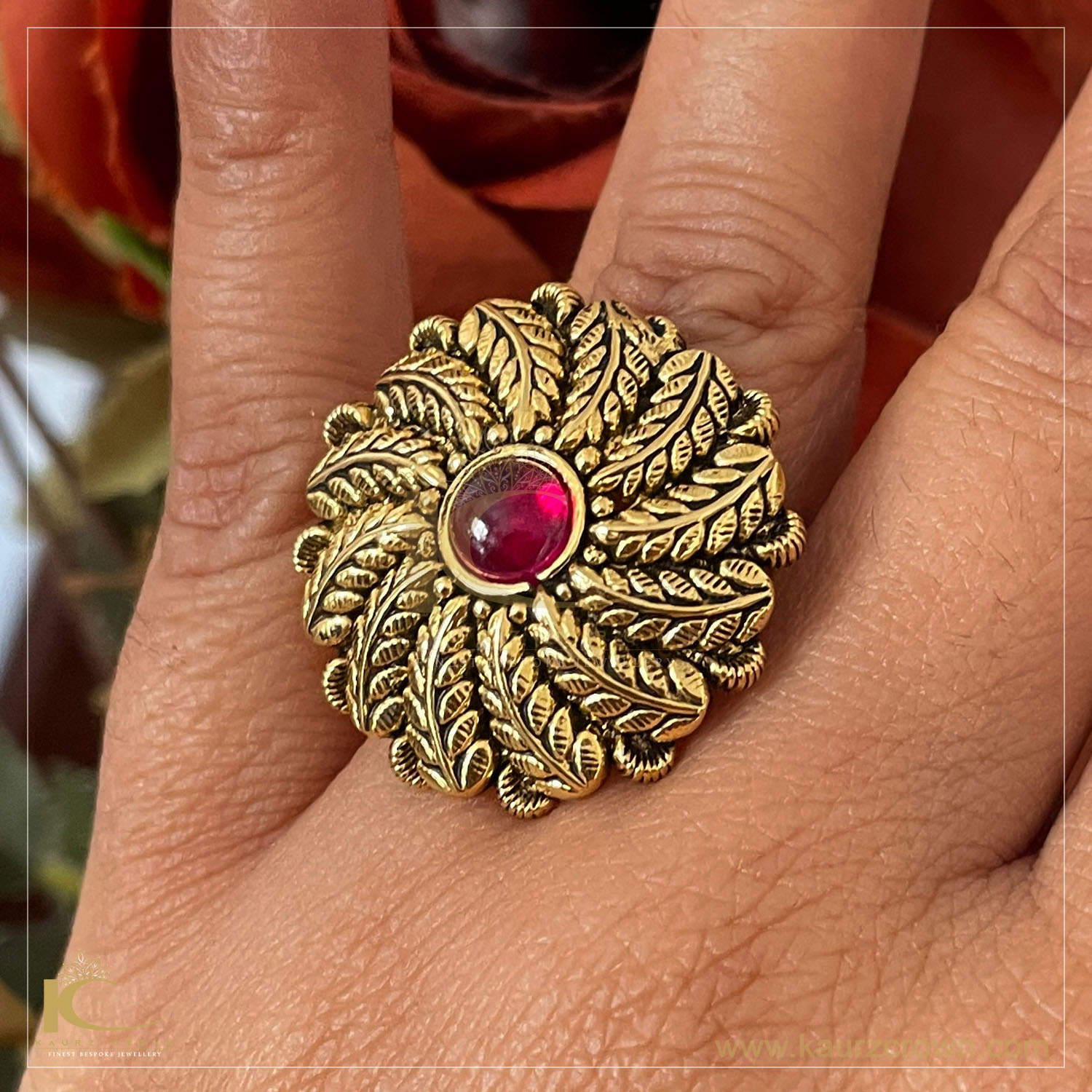 Antique Gold Finish Adjustable Cocktail Ring 8298-2176 – Dazzles Fashion  and Costume Jewellery