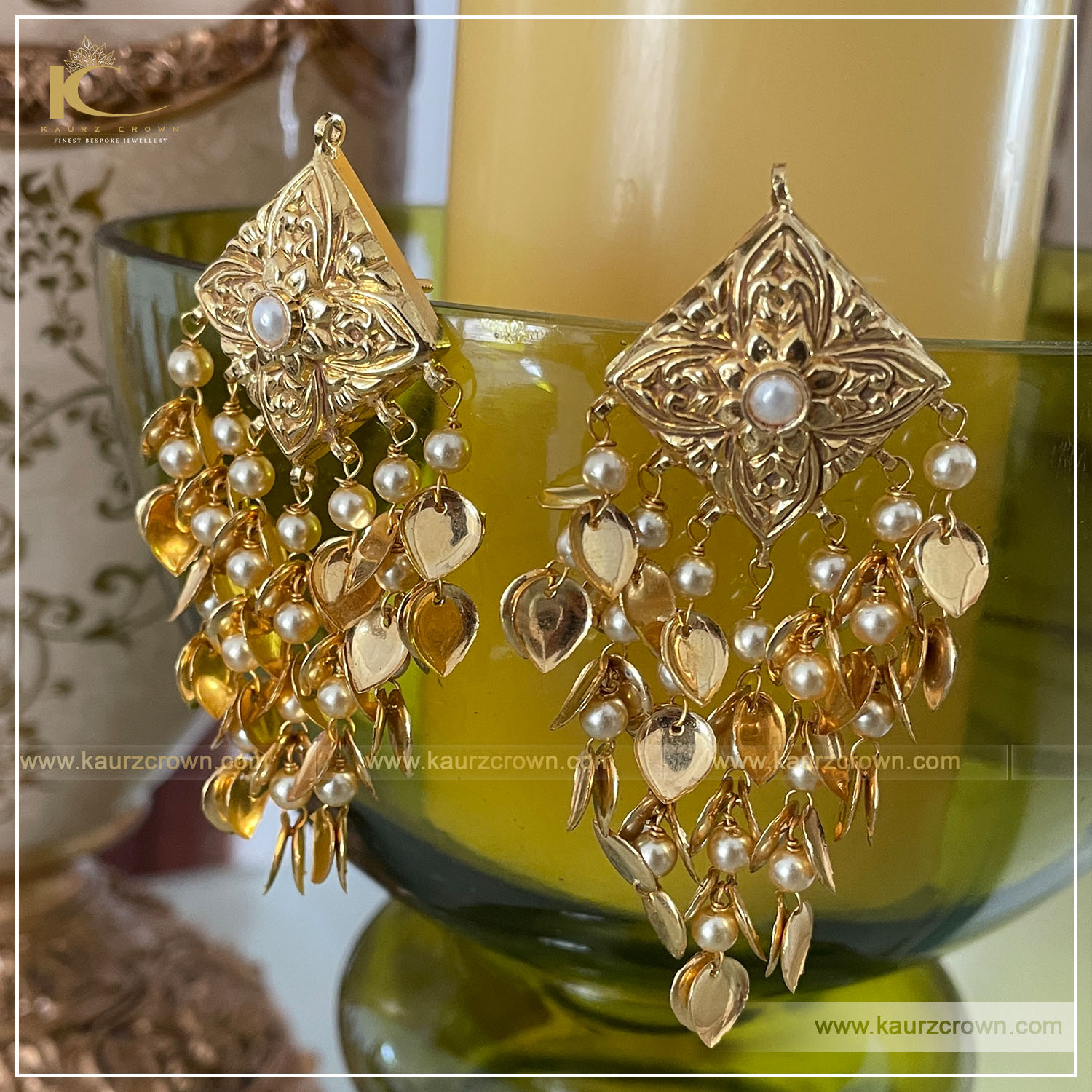 Zinnat Traditional Antique Gold Plated Earrings Tikka Set , kaurz crown jewellery , online jewellery store , gold plated jewellery , zinnat tikka