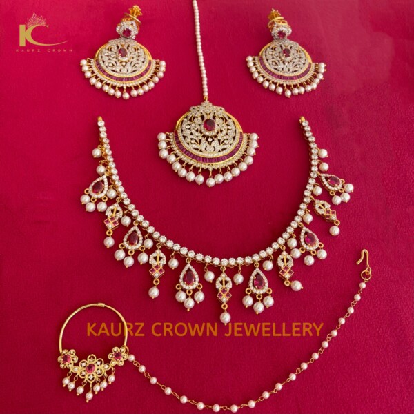 Diamond Necklace Earring Tikka Set