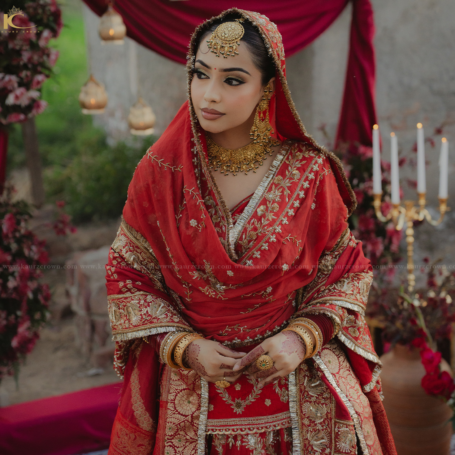 Mehram Silver Base Gold Plated Necklace Set