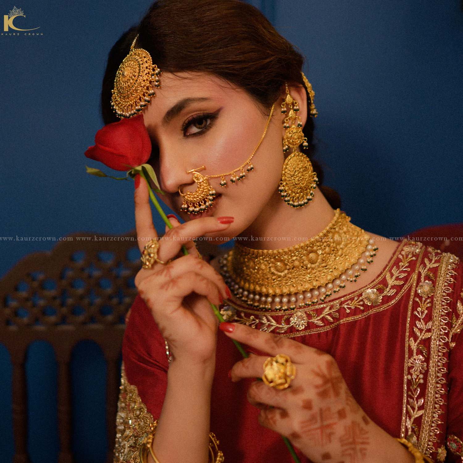 Mehram Traditional Antique Gold Plated Choker Set