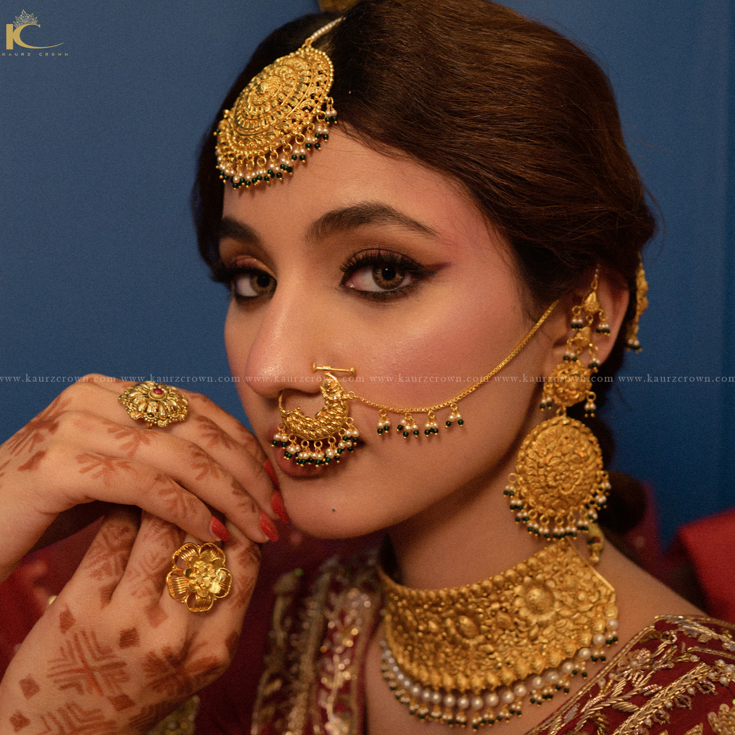 Mehram Traditional Antique Gold Plated Nose Ring