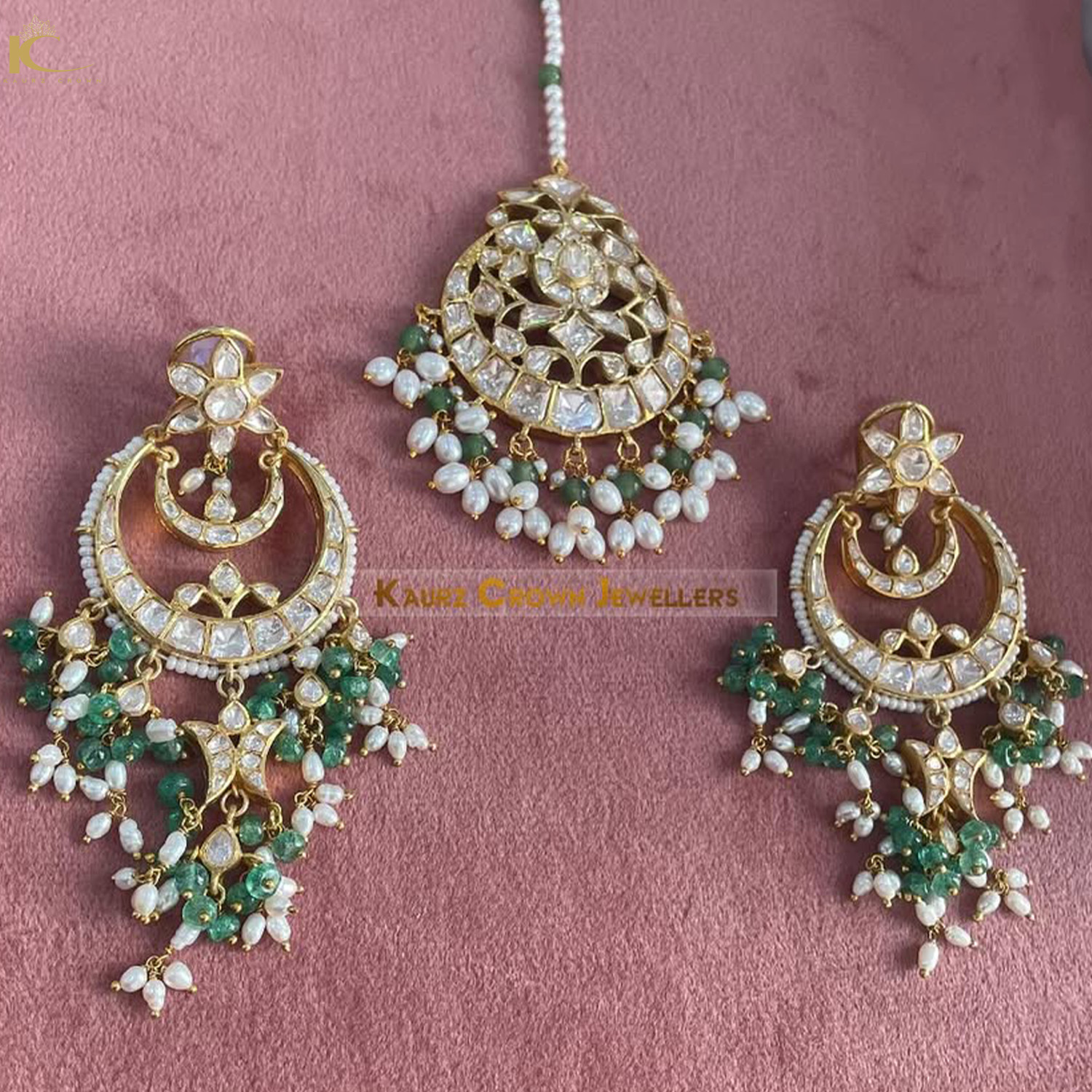 Harleen Traditional Antique Gold Plated Moissonite Polki